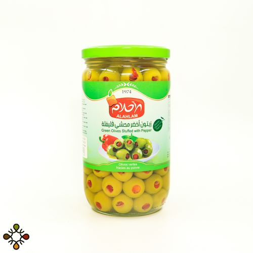 Green olives stuffed with dream peppers