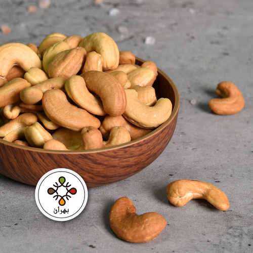Roasted jumbo Indian cashews with a light salty flavour