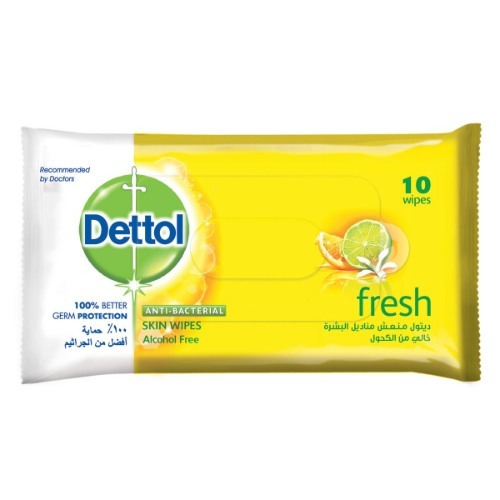 Dettol Anti Bacterial Fresh Wipes 10 Wipes - Dettol Anti Bacterial Fresh Wipes 10 Wipes