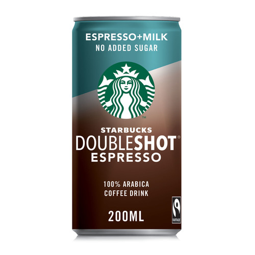 STARBUCKS Double Shot Espresso With Milk Reduced Sugar 200 ML - STARBUCKS Double Shot Espresso With Milk Reduced Sugar 200 ML