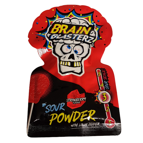 Brain Blasterz Sour Powder With Lollipop Strawberry Flavour 10 g - Brain Blasterz Sour Powder With Lollipop Strawberry Flavour 10 g