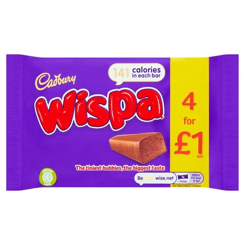 Cadbury Wispa 4 Bar 102 gm - Cadbury Wispa 4 Bar 102 gm