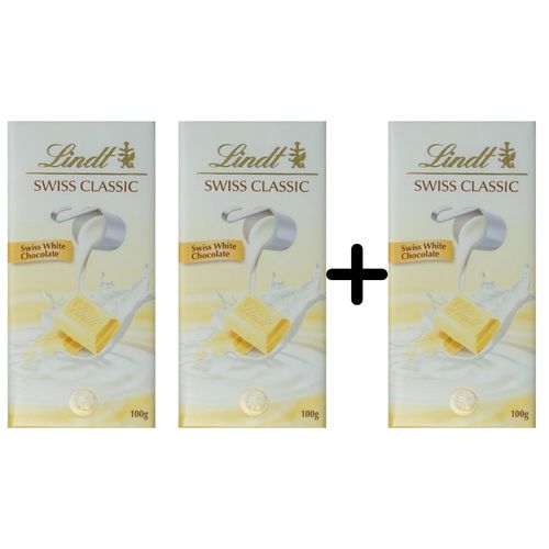 Lindt Swiss Classic White Chocolate 100 g 2 PIECES + 1 FREE - BUY 2 Get 1 Free