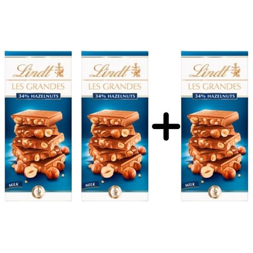Lindt Les Grandes Hazelnuts Milk Chocolate 150 g 2 PIECES + 1 FREE - BUY 2 Get 1 Free