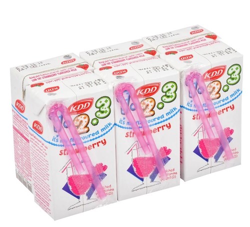 KDD 123 Low Fat Strawberry Milk 6 Pieces 125 ml - KDD 123 Low Fat Strawberry Milk 6 Pieces 125 ml