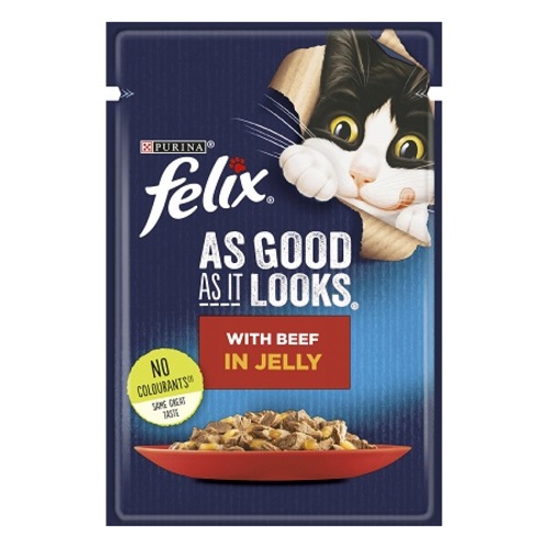 Purina Felix Adult Cat Food With Beef In Jelly 85 g - Purina Felix Adult Cat Food With Beef In Jelly 85 g