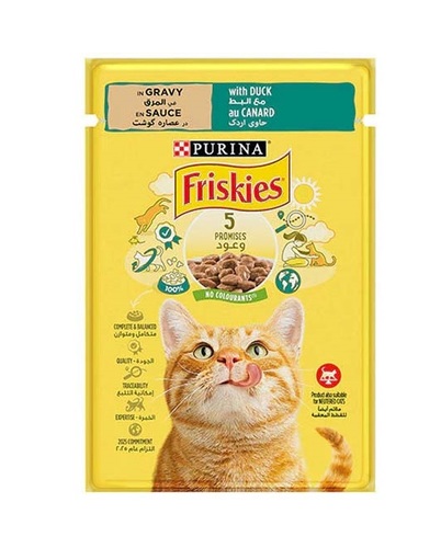 Purina Friskies 5 Promises With Duck In Gravy For Adult Cat 85 g - Purina Friskies 5 Promises With Duck In Gravy For Adult Cat 85 g