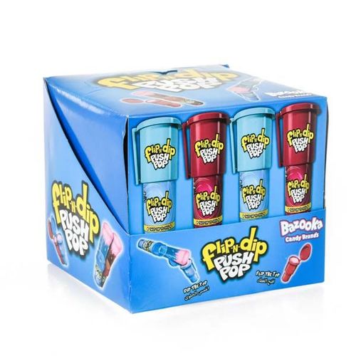 Flip N Dip Push Pop Raspberry & Cola 12 PCS - Flip N Dip Push Pop Raspberry & Cola 12 PCS