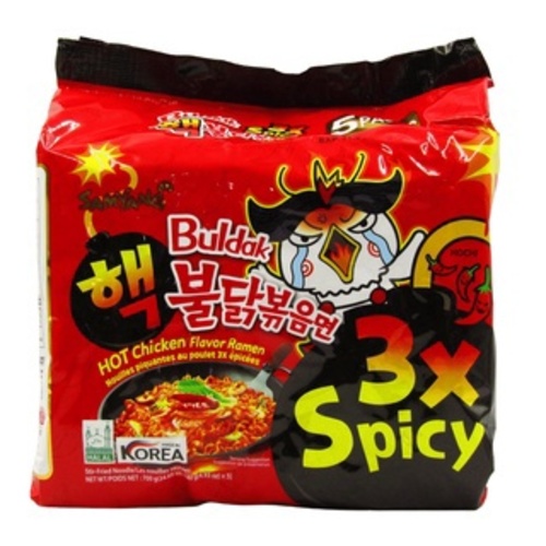 Korean Indomi Red 3X Spicy 5 Pieces X 140 g - Korean Indomi Red 3X Spicy 5 Pieces X 140 g