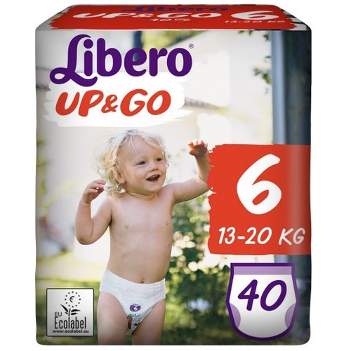 Libero Up & Go Pant Diapers Size 6 - 40 Pieces 13-20 Kg - Libero Up & Go Pant Diapers Size 6 - 40 Pieces 13-20 Kg