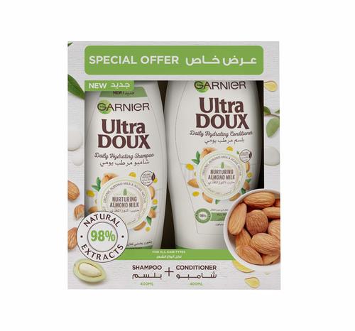 Garnier Ultra Doux Shampoo + Conditioner Nurturing Almond Milk 400 ml - Garnier Ultra Doux Shampoo + Conditioner Nurturing Almond Milk 400 ml