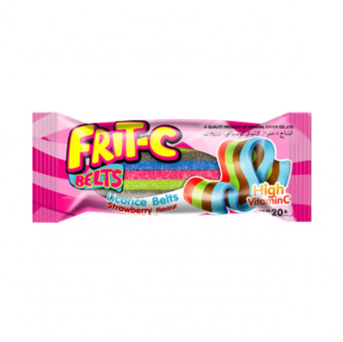 Frit-C Sour Belts Strawberry Flavour 20 g - Frit-C Sour Belts Strawberry Flavour 20 g