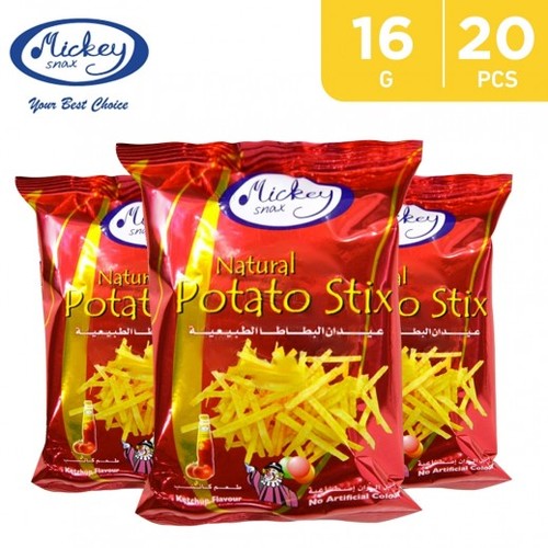 A Bag of 20 Pieces Mickey Potato Sticks Ketchup 16 gm - A Bag of 20 Pieces Mickey Potato Sticks Ketchup 16 gm