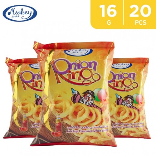 A Bag of 20 Pieces Mickey Onion Rings Ketchup Flavor 16 gm - A Bag of 20 Pieces Mickey Onion Rings Ketchup Flavor 16 gm