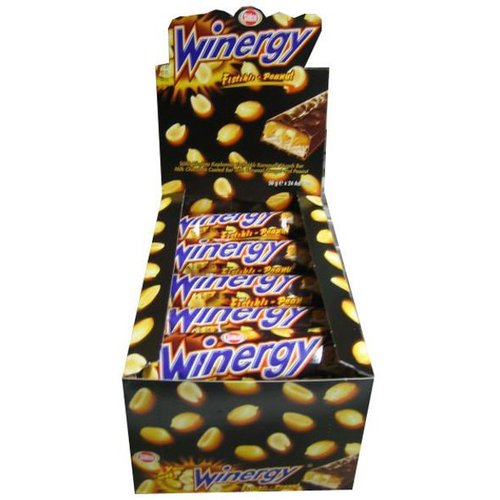 Winergy Nogat With Peanuts & Caramel Covered With Chocolate 24 PCS X 18 g - Winergy Nogat With Peanuts & Caramel Covered With Chocolate 24 PCS X 18 g