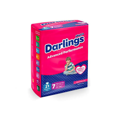 Darlings Diapers Super Maxi Plus Size 7 - 21 Pieces 24-36 Kg - Darlings Diapers Super Maxi Plus Size 7 - 21 Pieces 24-36 Kg