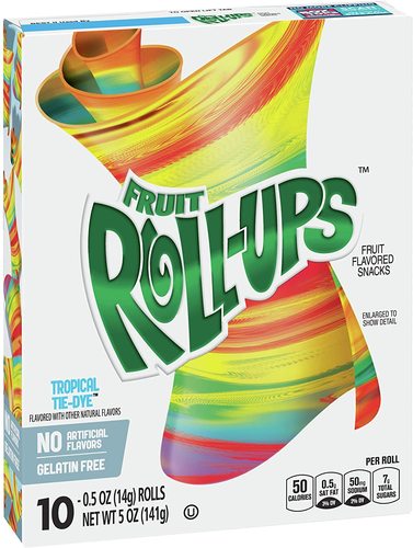 Fruit Roll Ups Tropical Tie Dye 10 Rolls 141 g - Fruit Roll Ups Tropical Tie Dye 10 Rolls 141 g