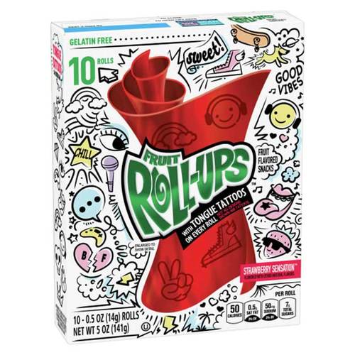 Fruit Roll Ups Strawberry Sensation 10 Rolls 141 g - Fruit Roll Ups Strawberry Sensation 10 Rolls 141 g