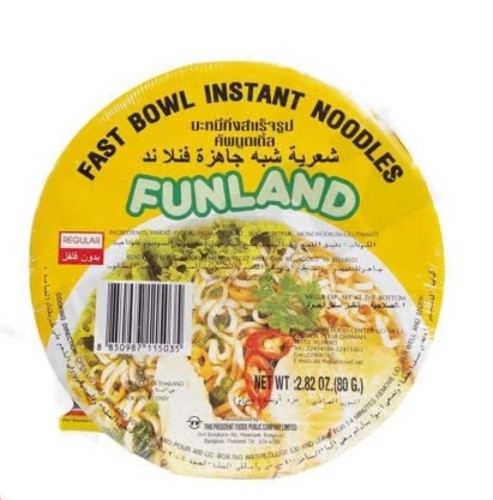 FUNLAND Regular Fast Bowl Instant Noodles 80 g - FUNLAND Regular Fast Bowl Instant Noodles 80 g