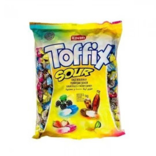 Elvan Toffix Sour Mixed Fruit Chews 1 Kg - Elvan Toffix Sour Mixed Fruit Chews 1 Kg