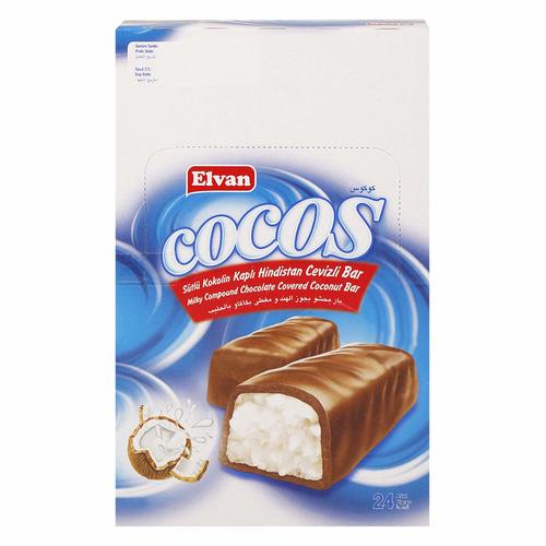 Elvan Cocos Chocolate Covered Coconut Bar 24 PCS X 24 g - Elvan Cocos Chocolate Covered Coconut Bar 24 PCS X 24 g