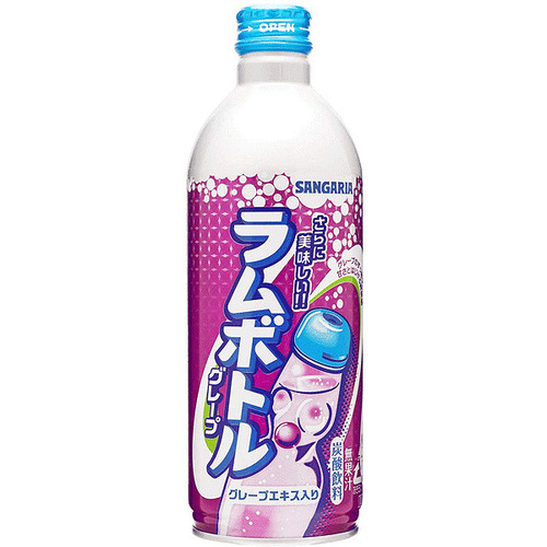 SANGARIA Ramune Soft Drink Grape Flavor 500 ML - SANGARIA Ramune Soft Drink Grape Flavor 500 ML