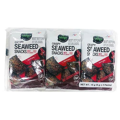 Korean Crispy Seaweed Hot Chicken Flavour Snacks 3 PCS X 5 g - Korean Crispy Seaweed Hot Chicken Flavour Snacks 3 PCS X 5 g