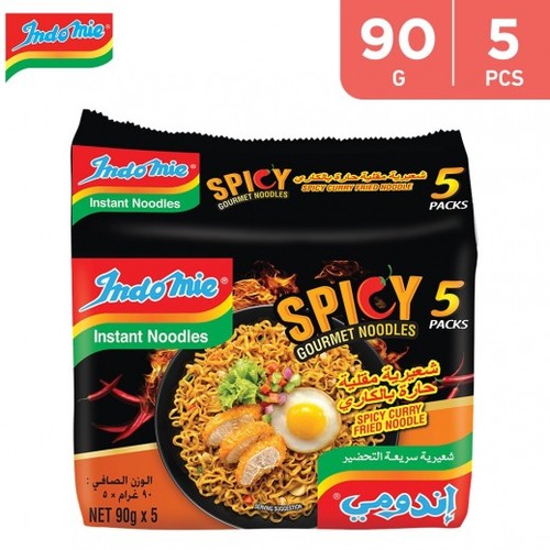 Indomie Spicy Curry Fried Noodle Bag 5 PCS X 90 g - Indomie Spicy Curry Fried Noodle Bag 5 PCS X 90 g