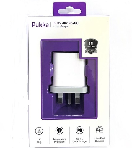 Pukka Fast Charger USB And Type-C  20W - Pukka Fast Charger USB And Type-C  20W