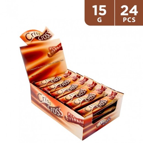 Criss Cross Cocoa Coated Wafer With Hazelnut Cream 24 PCS X 15 g - Criss Cross Cocoa Coated Wafer With Hazelnut Cream 24 PCS X 15 g