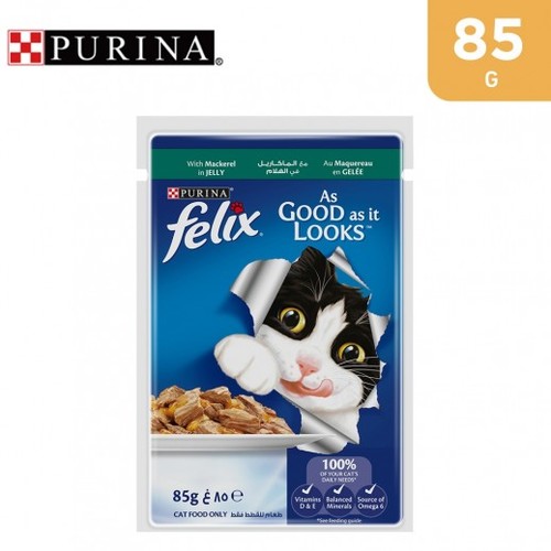 Purina Felix Adult Cat Food With Maquereal In Jelly 85 g - Purina Felix Adult Cat Food With Maquereau In Jelly 85 g