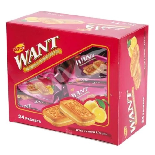 Kitco Want Lemon Cream Sandwich Biscuits 24 PCS X 45 g - Kitco Want Lemon Cream Sandwich Biscuits 24 PCS X 45 g