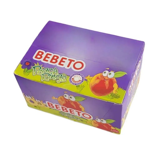 BEBETO Jelly Peach Rings 24 PCS X 18 g - BEBETO Jelly Peach Rings 24 PCS X 18 g