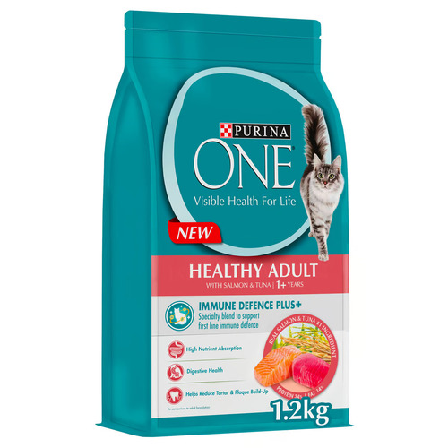 Purina One Healthy Adult With Salmon & Tuna Dry Adult Cat Food 1.2 Kg - Purina One Healthy Adult With Salmon & Tuna Dry Adult Cat Food 1.2 Kg