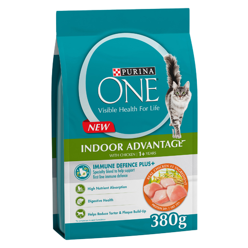 Purina One Indoor Advantage With Chicken Dry Adult Cat Food 380 g - Purina One Indoor Advantage With Chicken Dry Adult Cat Food 380 g