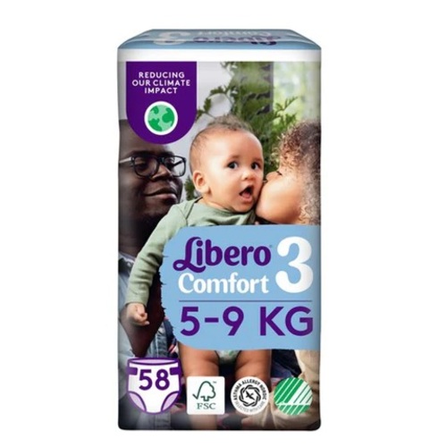 Libero Comfort Diapers Size 3 - 58 Pieces 5-9 Kg - Libero Comfort Diapers Size 3 - 60 Pieces 5-9 Kg