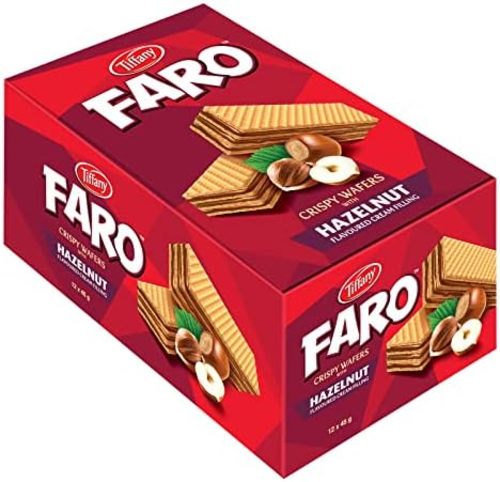 Tiffany Faro Hazelnut Crispy Wafers 12 PCS X 40 g - Tiffany Faro Hazelnut Crispy Wafers 12 PCS X 40 g