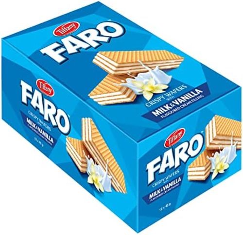 Tiffany Faro Milk & Vanilla Crispy Wafers 12 PCS X 40 g - Tiffany Faro Milk & Vanilla Crispy Wafers 12 PCS X 40 g