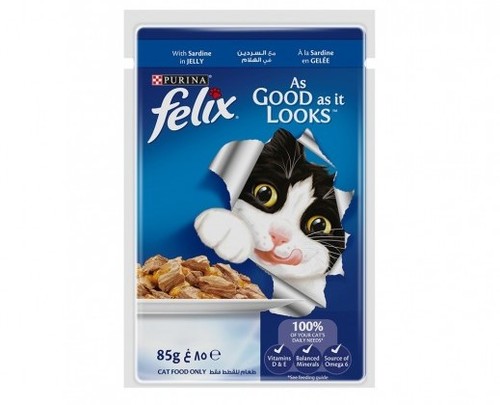 Purina Felix Adult Cat Food With Sardine In Jelly 85 g - Purina Felix Adult Cat Food With Sardine In Jelly 85 g