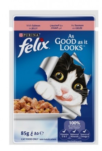 Purina Felix Adult Cat Food With Salmon In Jelly 85 g - Purina Felix Adult Cat Food With Salmon In Jelly 85 g