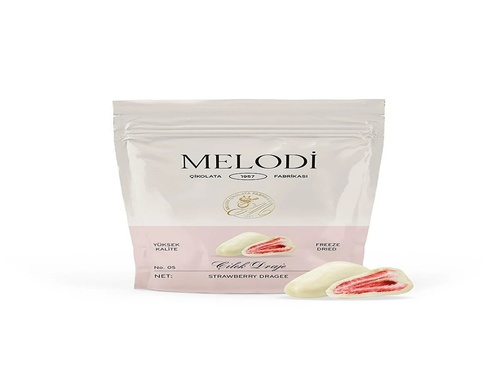 MELODI White Chocolate Coated Freeze Dried Strawberry 80 g - MELODI White Chocolate Coated Freeze Dried Strawberry 80 g