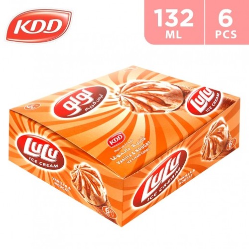 KDD ICE CREAM LULU VANILLA NOUGHAT CONE 6 X 132 ML - KDD ICE CREAM LULU VANILLA NOUGHAT CONE 6 X 132 ML