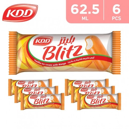 KDD BLITZ VANILLA ICE CREAM WITH MANGO STICK 6 X 62.5 ML - KDD BLITZ VANILLA ICE CREAM WITH MANGO STICK 6 X 62.5 ML