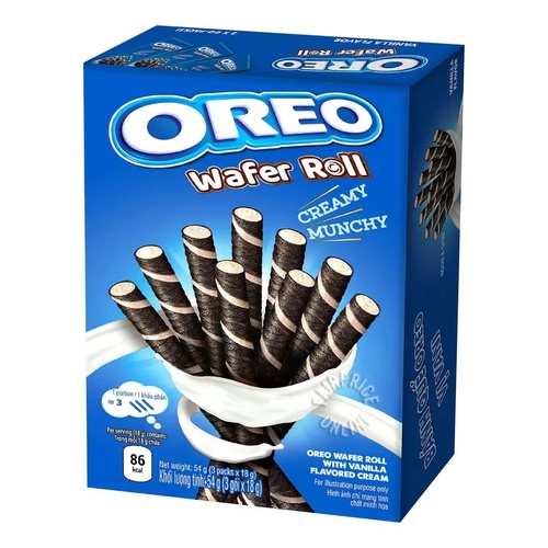 Oreo Wafer Roll Vanilla Creamy Munchy 54 g - Oreo Wafer Roll Vanilla Creamy Munchy 54 g