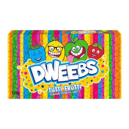 DWEEBS TUTTI FRUTTI FLAVOUR CRUNCHY SWEETS 120 g - DWEEBS TUTTI FRUTTI FLAVOUR CRUNCHY SWEETS 120 g