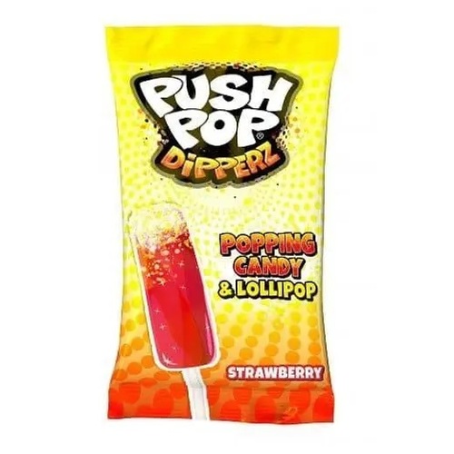 Push Pop Dipperz Popping Candy & Lollipop Strawberry 12 g - Push Pop Dipperz Popping Candy & Lollipop Strawberry 12 g