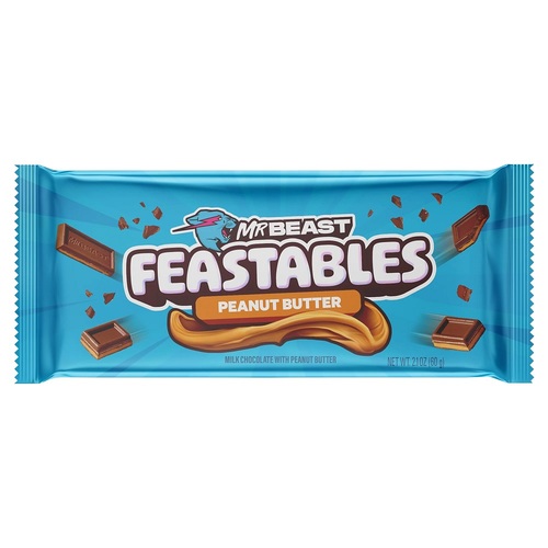 Mr Beast Feastables Peanut Butter Bar New Backaging 60 g - Mr Beast Feastables Peanut Butter Bar New Backaging 60 g