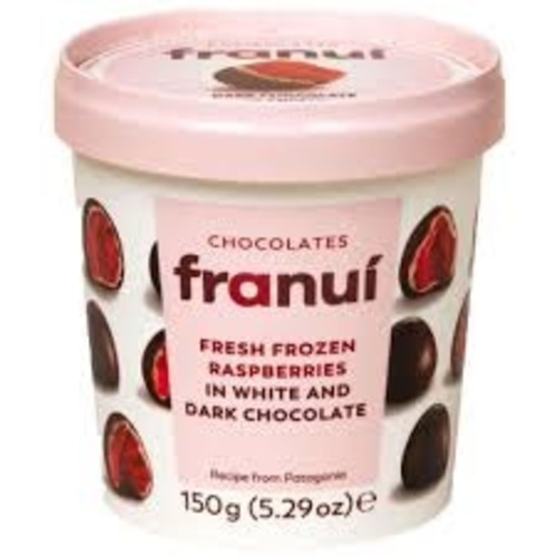 Franui Fresh Frozen Raspberries In White And Dark Chocolate 150 g - Franui Fresh Frozen Raspberries In White And Dark Chocolate 150 g