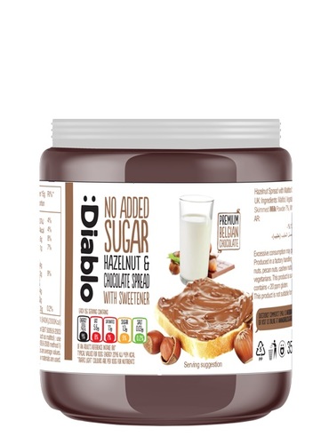 Diablo Hazelnut Chocolate Spread No Added Sugar 350 g - Diablo Hazelnut Chocolate Spread No Added Sugar 350 g