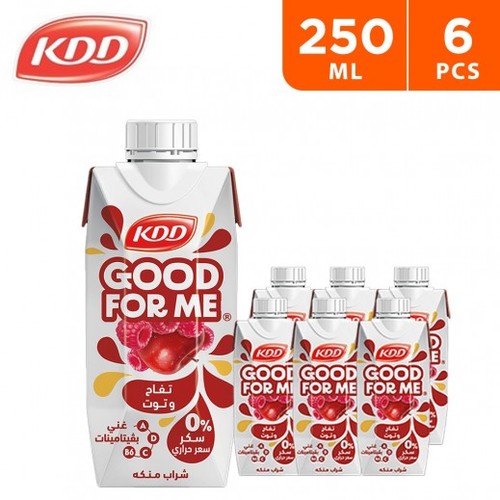 KDD No Sugar Added Good For Me Apple & Raspberry Flavored Juice 6×250 ml